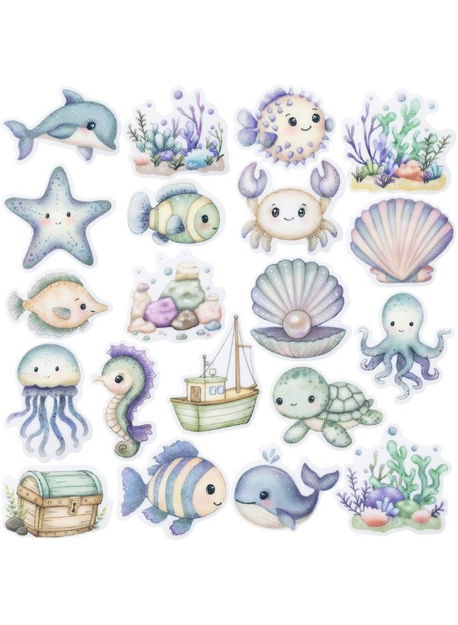 Giftormous Bathtub Non-Slip Stickers for Shower - 20 PCS Large Cute Sea Creature Shower Floor Anti-Slip Grips Stickers with Scraper for Kids Bath Tub, Bathroom Non Slip Stickers for Slippery Shower Floor Decor - Image 1