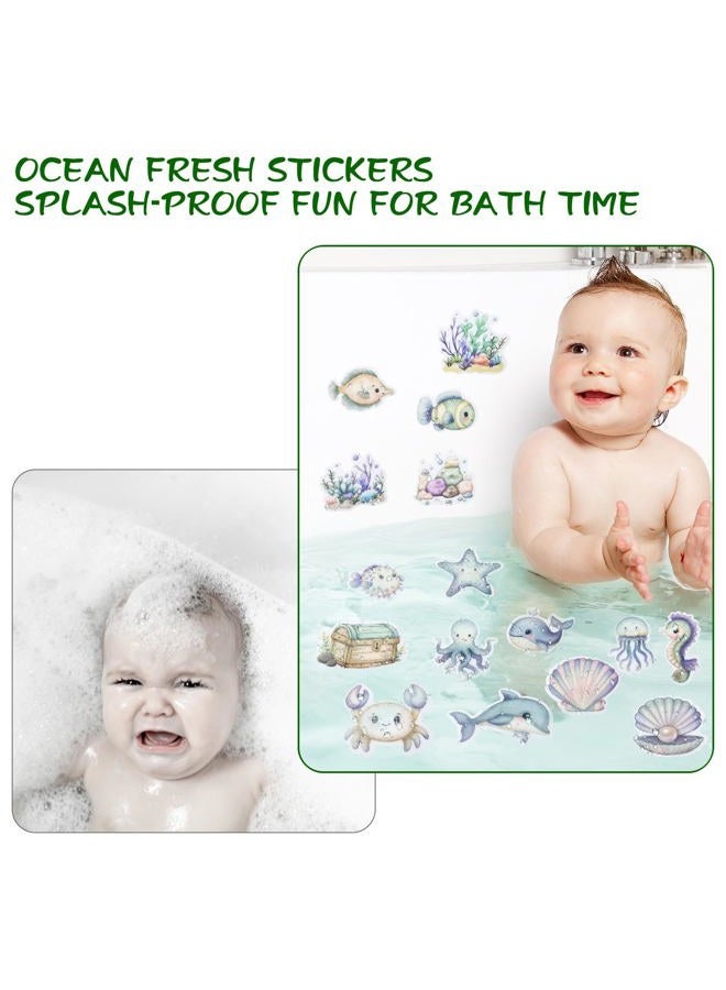 Giftormous Bathtub Non-Slip Stickers for Shower - 20 PCS Large Cute Sea Creature Shower Floor Anti-Slip Grips Stickers with Scraper for Kids Bath Tub, Bathroom Non Slip Stickers for Slippery Shower Floor Decor - Image 3