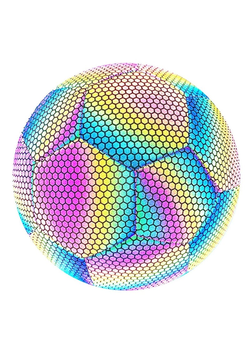 Y&D Reflective Soccer Ball, Holographic Light-Emitting Ball Flashing Dark Toys Football for Night Games and Training Glowing Lightweight Toy Gift Boys, Children, Men - Image 1