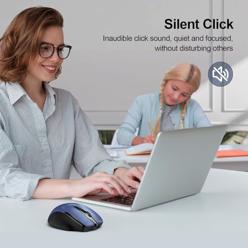 TECKNET Wireless Mouse (2.4G & BT5.0/3.0) Silent 4800 DPI Computer USB A & Bluetooth Mouse 6 Buttons, Wide Compatibility - Blue - Image 5