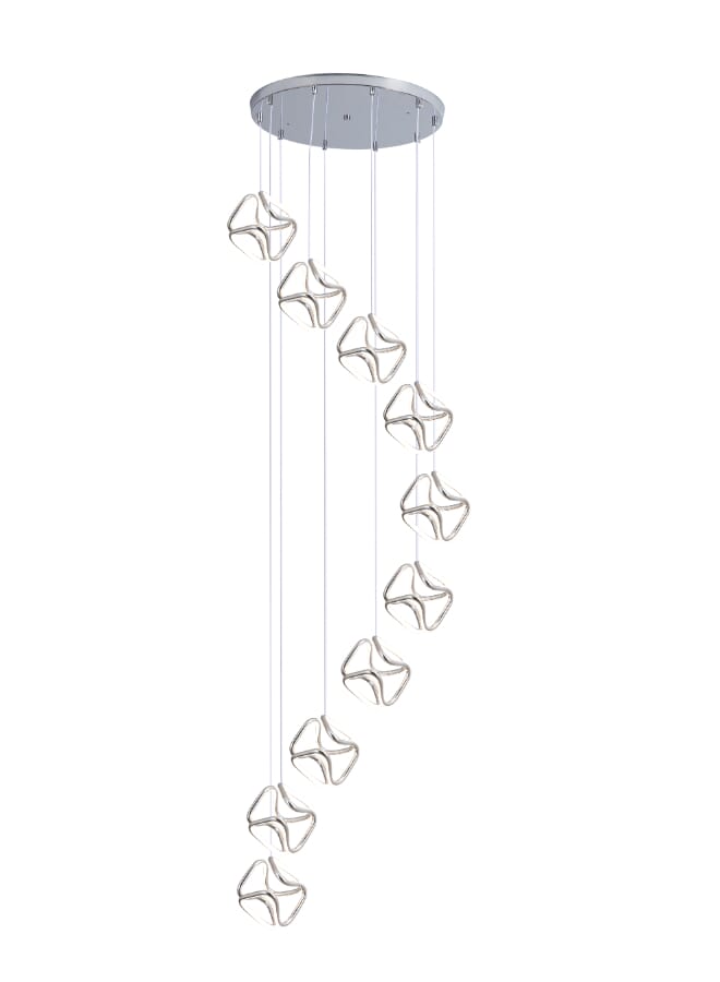 بيست باور ثريا ليد حديثة 6889-10 بـ 10 لمبات، 3 مستويات إضاءة، طول قابل للتعديل 250 سم، 414 واط – إضاءة أنيقة لغرفة المعيشة وغرفة الطعام وغرفة النوم - Image 2