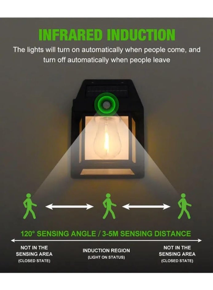 Outdoor Solar Wall Lights Wireless Dusk to Dawn with Motion Sensor 3 Lighting Modes Waterproof Exterior Lighting for Front Door Entrance Garden Durable Plastic Design - Image 5
