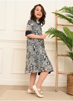 FULL JOY Girls' Dress with text sleeves with  elegant design  - Image 2