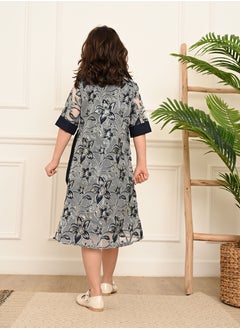 FULL JOY Girls' Dress with text sleeves with  elegant design  - Image 4