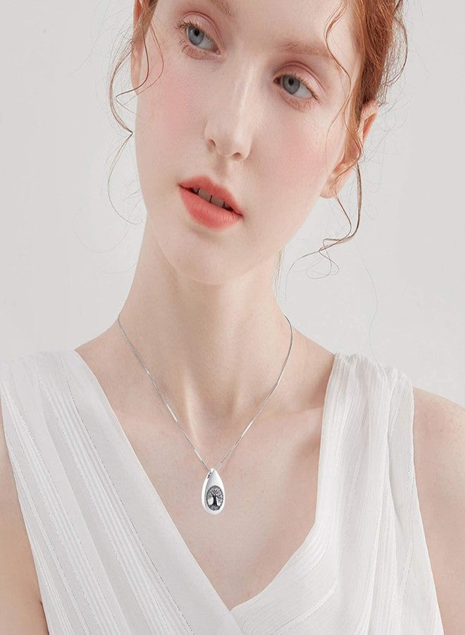 Hearbeingt Teardrop Tree of Life Memorial Ashes Urn Necklaces, Waterdrop Cremation Jewelry Made with Stainless Steel, Keepsake Pendant Locket for Ashes for Women - Image 4