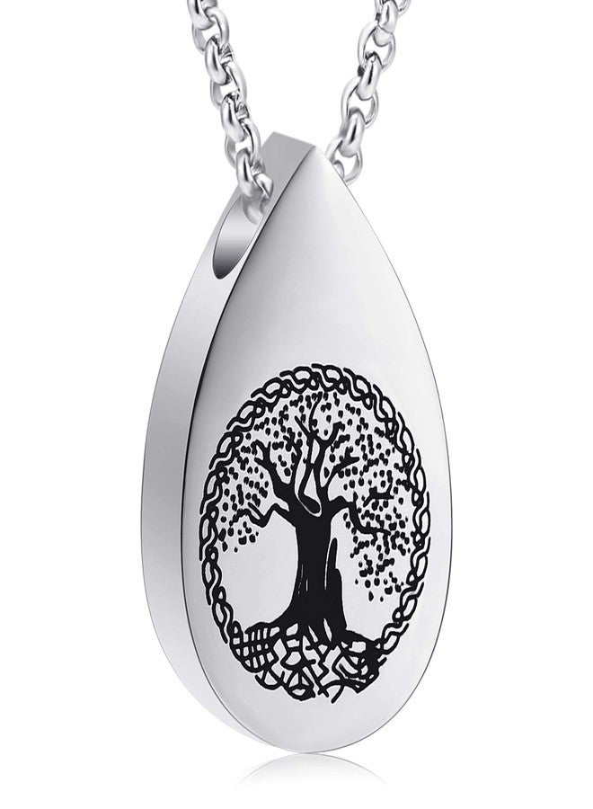 Hearbeingt Teardrop Tree of Life Memorial Ashes Urn Necklaces, Waterdrop Cremation Jewelry Made with Stainless Steel, Keepsake Pendant Locket for Ashes for Women - Image 1
