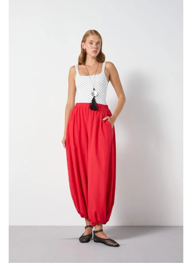 mina aise Red Lined Vual Elastic Waist Shalwar Pants 31179.