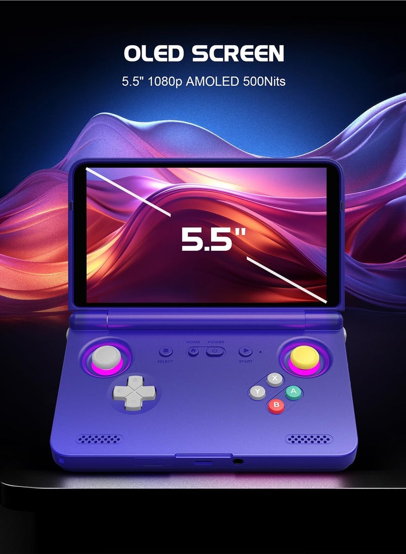 Retroid Pocket Flip 2 Retro Game Console, 5.5" AMOLED 1080P Display, Hall Effect Sticks, 5000mAh Battery, Portable Android Handheld (GC) - Image 2