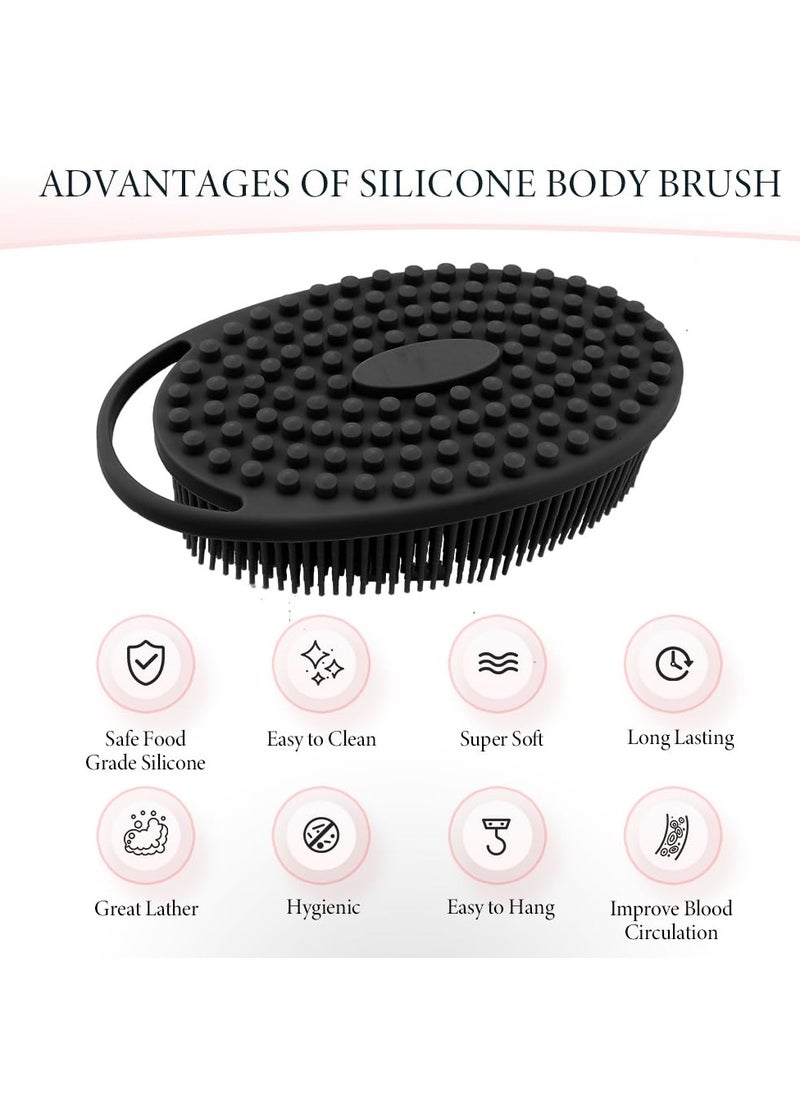 RTYY - 2 Pcs Silicone Body Scrubber, Loofah Exfoliating Body Scrubber, Silicone Loofah Shower Body Scrubber 2 Pack, 2 in 1 Body Exfoliator Scrubber With Handle Body Scrub Bath Scrubber Scalp Massager Shampoo Brush - Image 1
