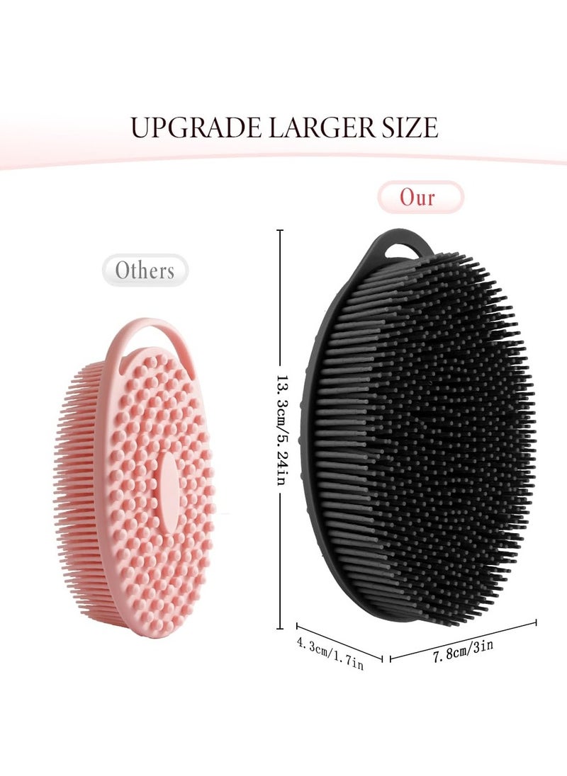 RTYY - 2 Pcs Silicone Body Scrubber, Loofah Exfoliating Body Scrubber, Silicone Loofah Shower Body Scrubber 2 Pack, 2 in 1 Body Exfoliator Scrubber With Handle Body Scrub Bath Scrubber Scalp Massager Shampoo Brush - Image 1