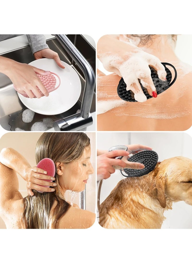 RTYY - 2 Pcs Silicone Body Scrubber, Loofah Exfoliating Body Scrubber, Silicone Loofah Shower Body Scrubber 2 Pack, 2 in 1 Body Exfoliator Scrubber With Handle Body Scrub Bath Scrubber Scalp Massager Shampoo Brush - Image 1