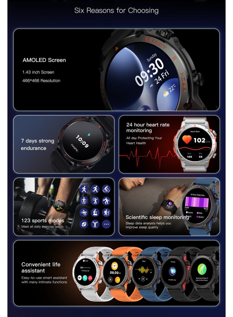 MAKTOK K3 Smartwatch - 1.83" Display, Bluetooth Calls, 15-Day Battery, IP68 Waterproof, 123+ Sports Modes, SpO2/HR/Sleep Monitor, Prayer Alerts,Smart watch Compatible Android iOS (Black) - Image 5