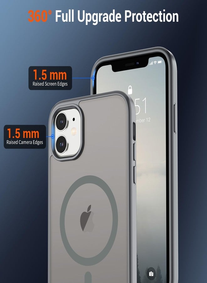 استلق جراب SUPFINE المغناطيسي لهاتف iPhone 12 Mini و iPhone 13 Mini (متوافق مع MagSafe) (حماية فائقة ضد السقوط بمعايير عسكرية) غطاء هاتف رفيع وشفاف غير لامع مقاوم للصدمات، رمادي - Image 4