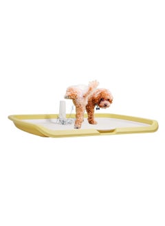NNC PETS Dog potty training toilet for medium to large dogs, Durable plastic dog training pad holder with Detachable pee post, Carrying handle, and Grid design, Ideal for indoor & outdoor 66 cm (Yellow)  - Image 1