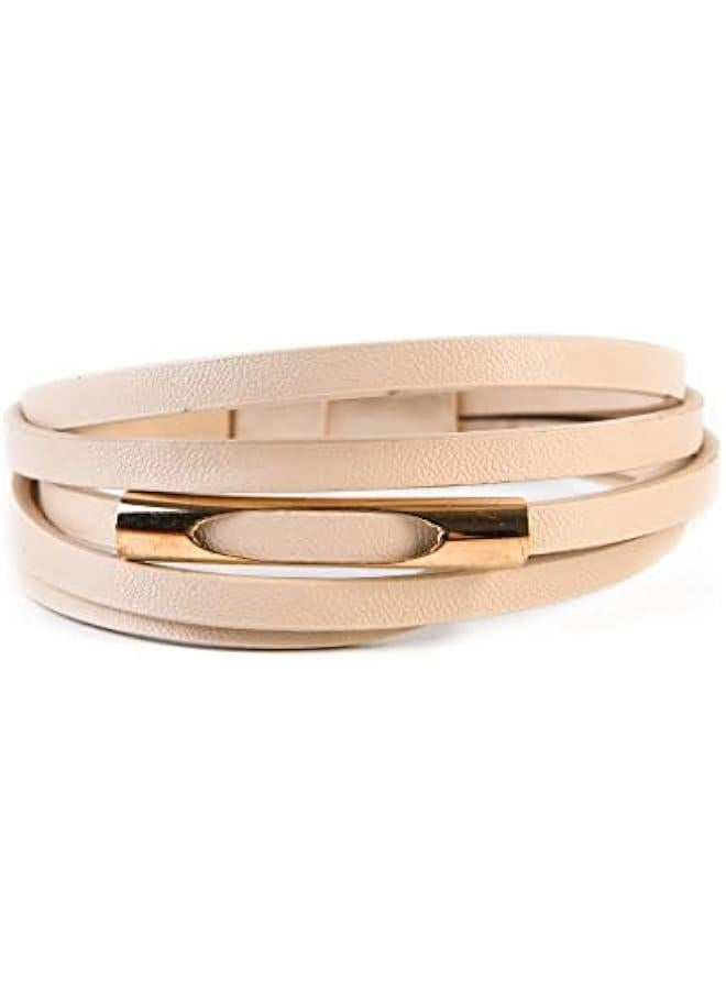 Arabest Multi-Layer Leather Wrap Cuff Bracelet,Boho Wide Buckle Bracelets for Women, Waterproof Leather Wristband Bangles  - Image 1