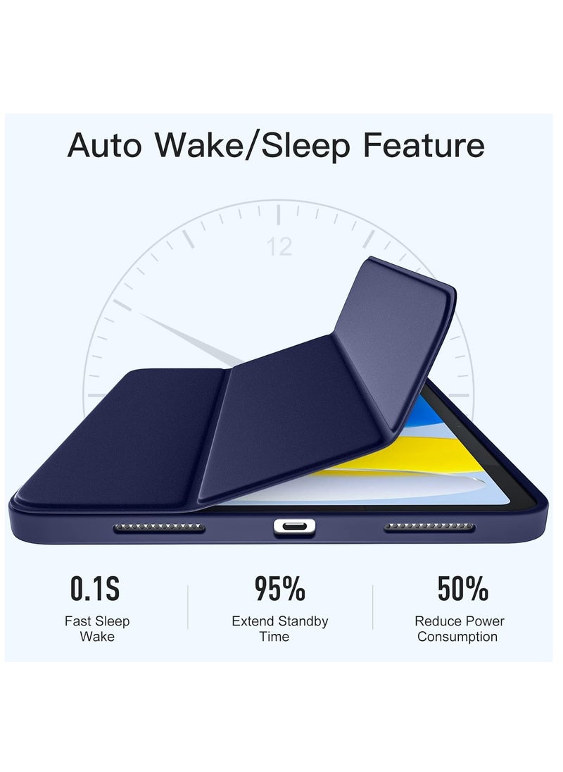 MIGOFAST - iPad 10th Generation 10.9 inch 2022 Case Flip Cover with Magnetic Closure Auto Wake/Sleep funtion having Pencil holder Slot Dark Blue - Image 1