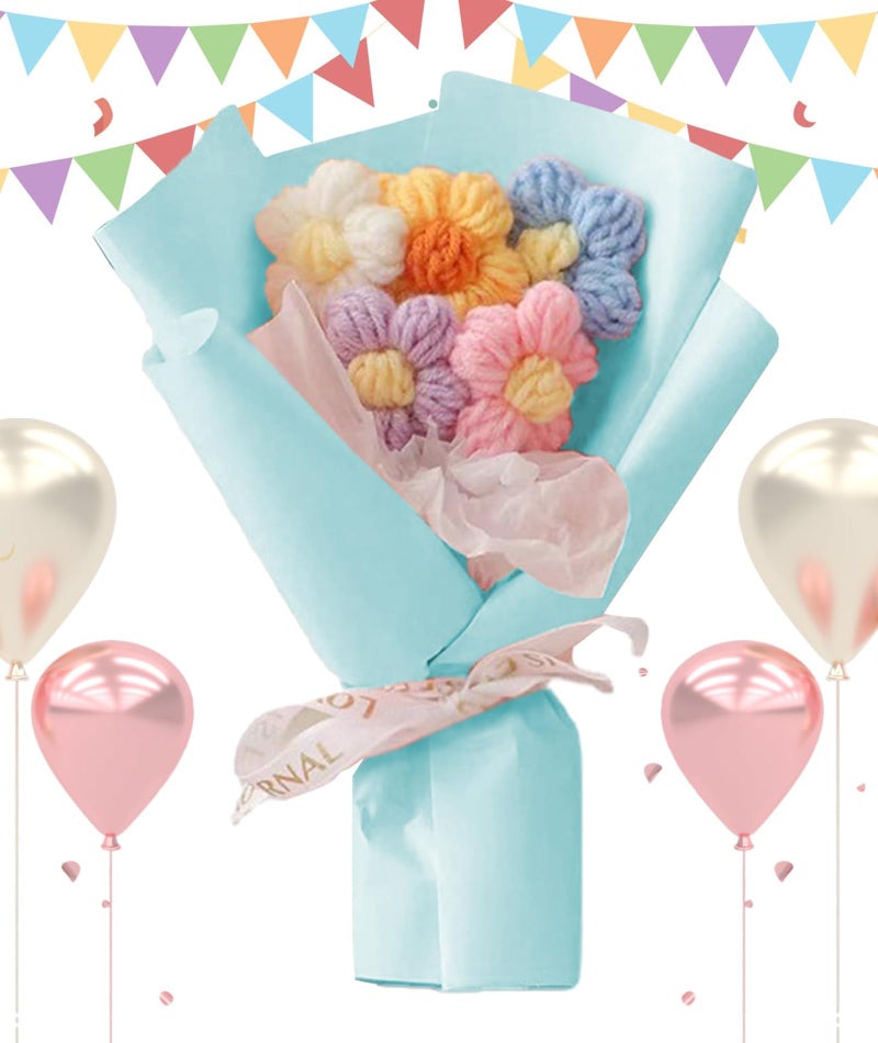 OXYGLOBE Cotton Colored Artificial Flowers Braided Crochet Flowers Soft Flower Decoration Beautiful Flowers Bouquet Gift for Room and Living Room Decoration - Image 5