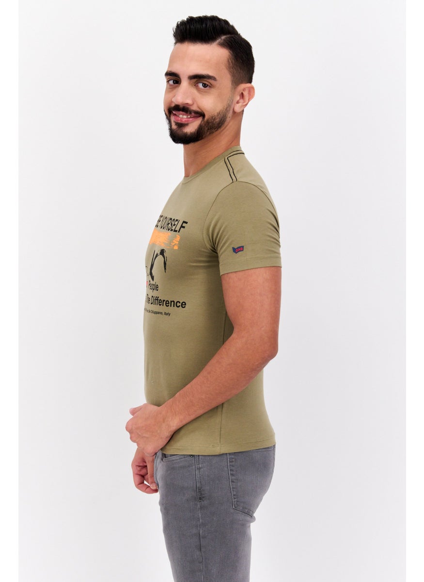 GAS Men Crew Neck Short Sleeves Graphic Print T-Shirt, Green Combo  - Image 2