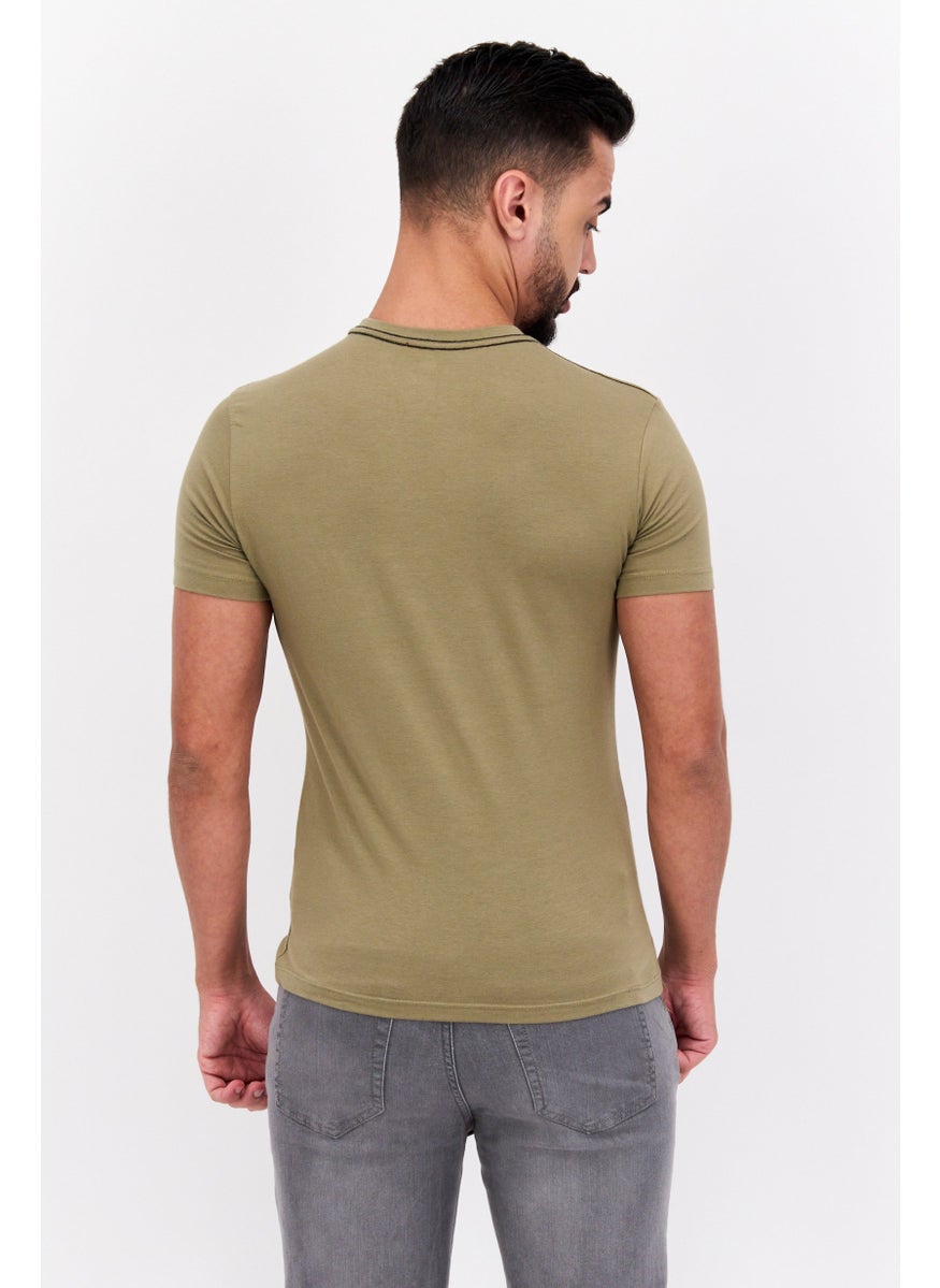 GAS Men Crew Neck Short Sleeves Graphic Print T-Shirt, Green Combo  - Image 3