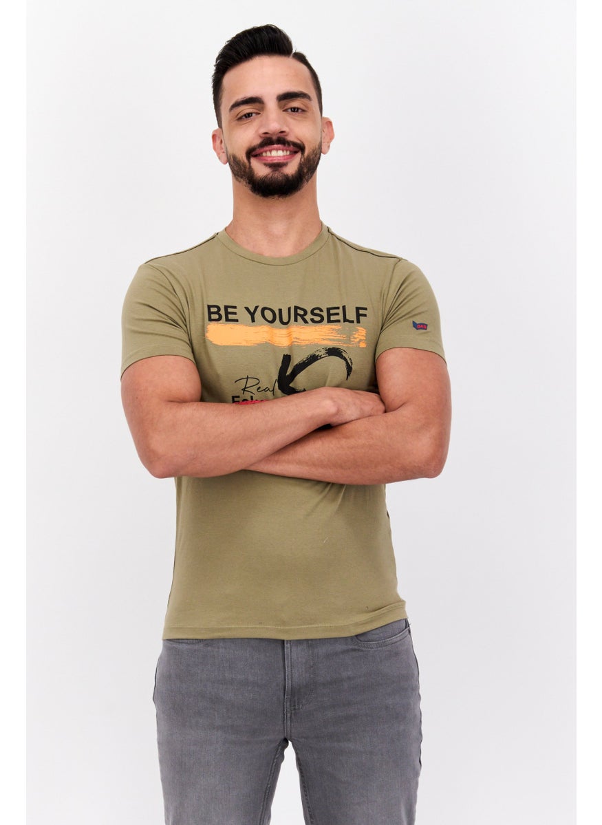 GAS Men Crew Neck Short Sleeves Graphic Print T-Shirt, Green Combo  - Image 1