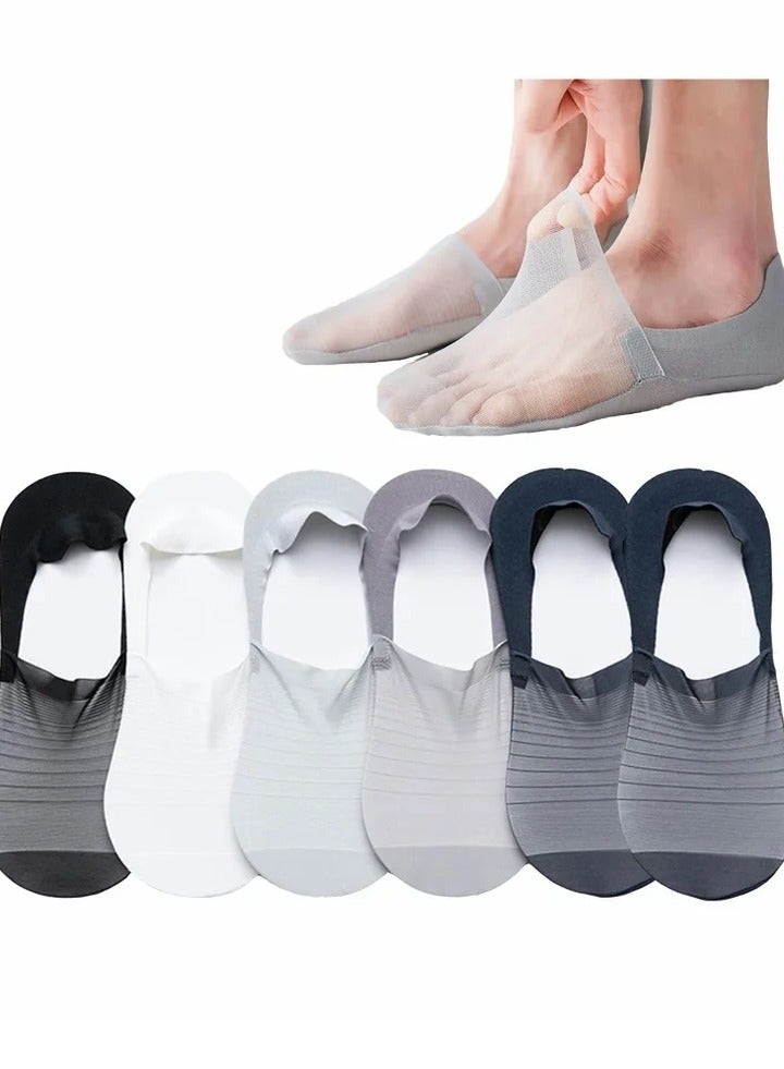 5 Pairs Invisible Ice Silk Breathable Socks, No Show Socks Thin Low Cut Non-Slip Socks - Image 1