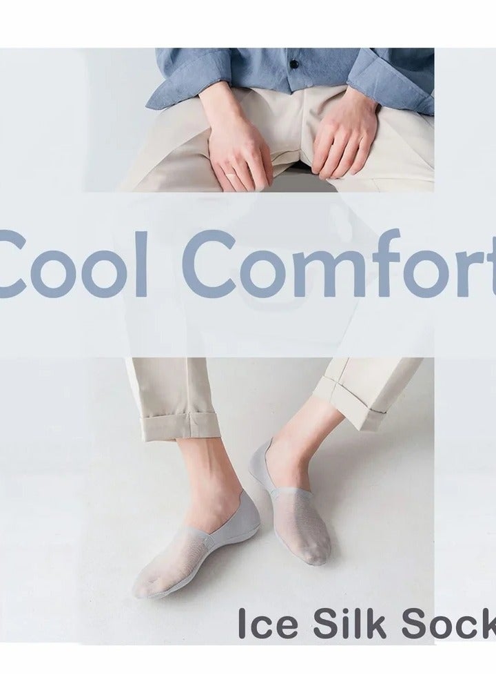 5 Pairs Invisible Ice Silk Breathable Socks, No Show Socks Thin Low Cut Non-Slip Socks - Image 2