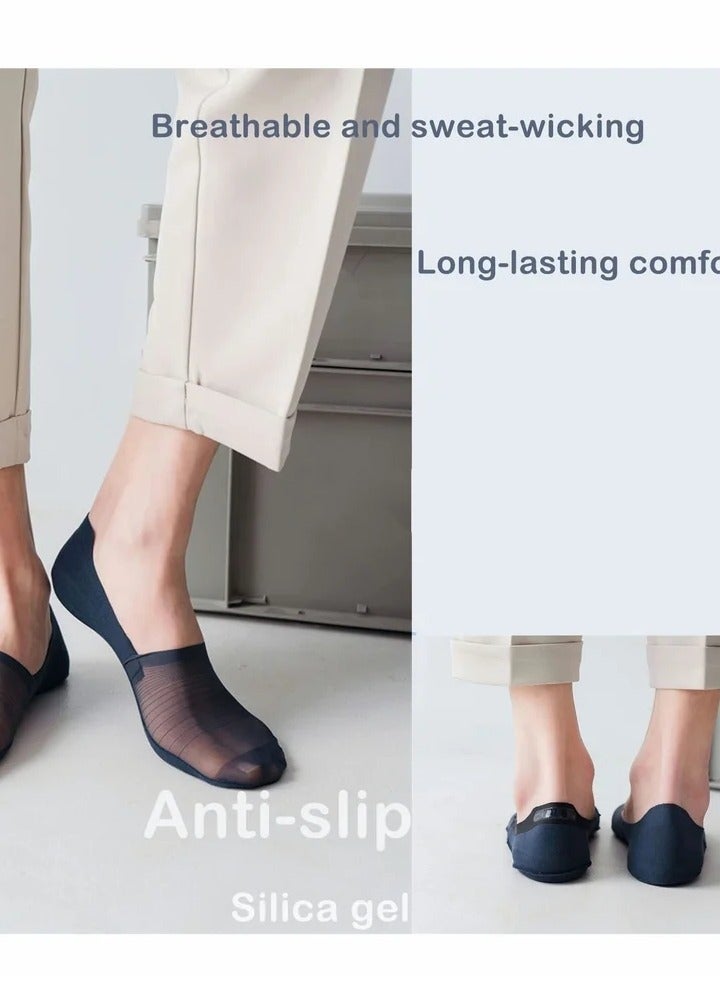 5 Pairs Invisible Ice Silk Breathable Socks, No Show Socks Thin Low Cut Non-Slip Socks - Image 3