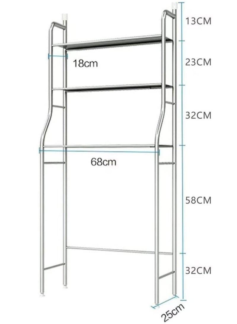 ELTRAZONE - 3 Shelf Bathroom Space Saver,Over The Toilet Rack,Bathroom Corner Stand Storage Organizer Accessories,The Washing Machine,Bathroom Tower Shelf (Washing Machine Rack) - Image 1