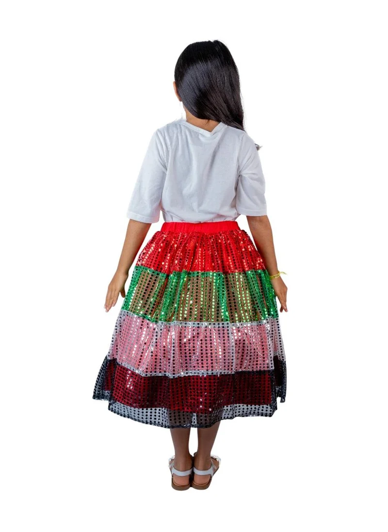 D'Daniela Sparkling UAE Flag-Inspired Skirt