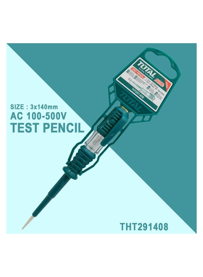 TOTAL TOTAL Test Pencil Line Tester Screw Driver 140mm Neon Bulb Test Voltage AC 100-500V  THT291408  - Image 1