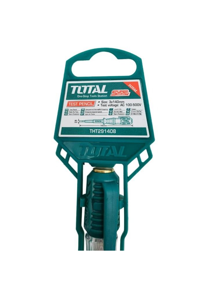 TOTAL TOTAL Test Pencil Line Tester Screw Driver 140mm Neon Bulb Test Voltage AC 100-500V  THT291408  - Image 4