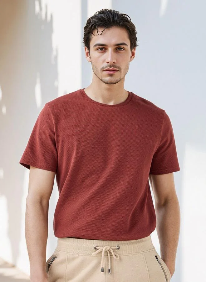 Iconic Popcorn Textured Regular Fit T-shirt