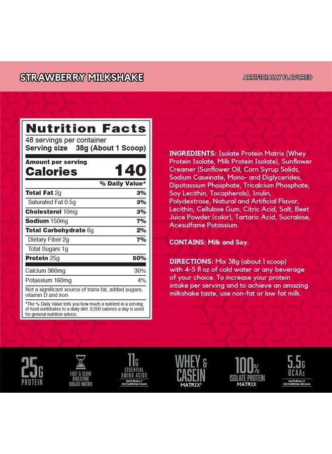 BSN - SYNTHA-6 Isolate Protein Powder, Strawberry Protein Powder with Whey Protein Isolate, Milk Protein Isolate, Flavor: Strawberry Milkshake, 48 servings - Image 1