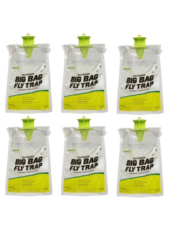 Rescue BFTD Disposable Big Bag Fly Trap, Catches Flies in Agricultural Areas with Non-Toxic Fast-Acting Fly Attractant, Holds Upto 40,000 Flies (Pack of 6) - Image 1