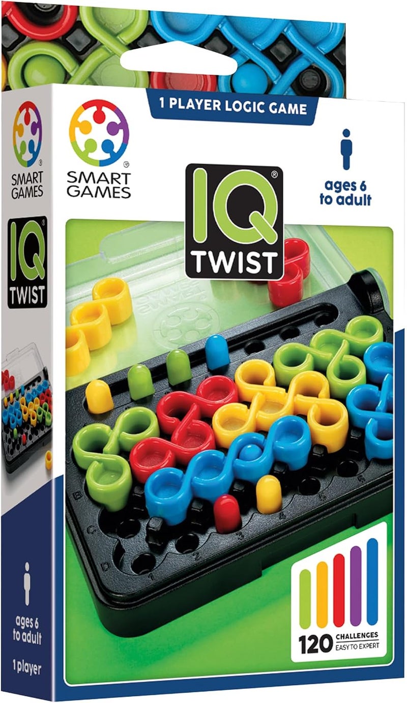 سمارت جيمز SmartGames IQ Twist، لعبة سفر للأطفال والكبار، لعبة عقلية لبناء المهارات المعرفية - لغز للعقل للأعمار من 6 سنوات فما فوق، 120 تحديًا في علبة مناسبة للسفر - Image 1