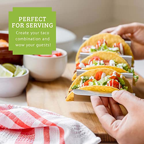 Chef Tacos Stainless Steel Taco Holder, Taco Stands with Handles, Dishwasher and Grill Safe Taco Rack, Taco Serving Set, BPA-Free Metal Taco Shell Holders (Set of 6) - Image 5