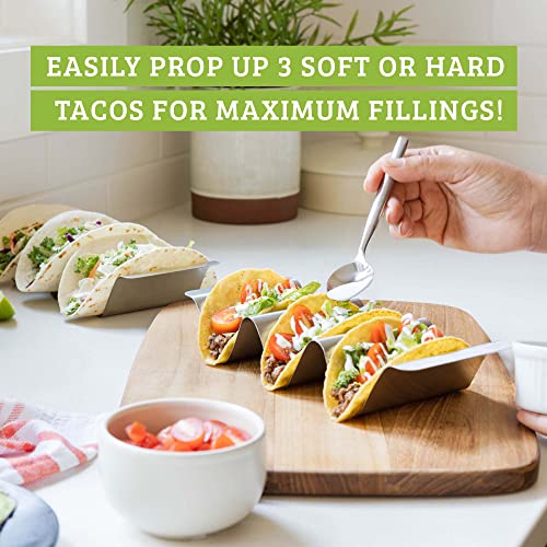 Chef Tacos Stainless Steel Taco Holder, Taco Stands with Handles, Dishwasher and Grill Safe Taco Rack, Taco Serving Set, BPA-Free Metal Taco Shell Holders (Set of 6) - Image 4