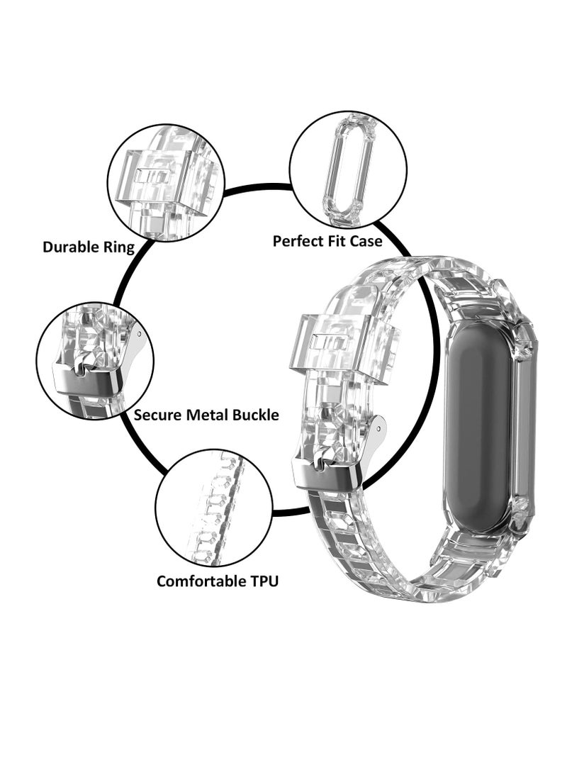 SYOSI Replacement Strap, Sport Wristband, Adjustable Bracelet, for Xiaomi Mi Band 5 Bands/for Xiaomi Mi Band 6 Bands, 2 Pack (Clear+Clear)  - Image 4