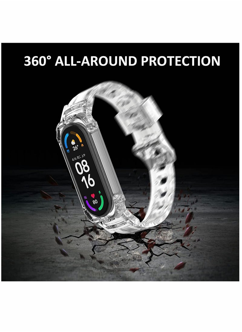 SYOSI Replacement Strap, Sport Wristband, Adjustable Bracelet, for Xiaomi Mi Band 5 Bands/for Xiaomi Mi Band 6 Bands, 2 Pack (Clear+Clear)  - Image 3