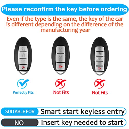 Tukellen Compatible with Nissan Key Fob Cover Soft TPU Key Case for Infiniti X-Trail Rogue Altima Quest Pathfinder Sentra Patrol CIMA Fuga Armada Teana Murano 4 Buttons Key Shell-Blue - Image 2
