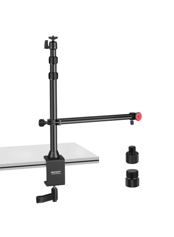 Neewer Camera Desk Mount with Overhead Camera Mounting Arm and 1/4" Ball Head, 17" - 41" Adjustable Tabletop Light Stand with C Clamp for DSLR Camera, Ring Light, Webcam, Photo Video Shooting - Image 1