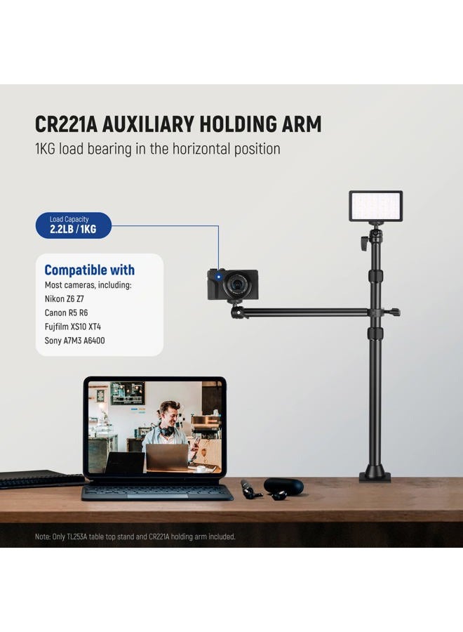 Neewer Camera Desk Mount with Overhead Camera Mounting Arm and 1/4" Ball Head, 17" - 41" Adjustable Tabletop Light Stand with C Clamp for DSLR Camera, Ring Light, Webcam, Photo Video Shooting - Image 3