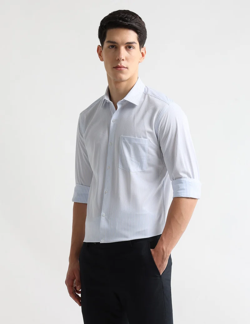 Arrow Light Blue Vertical Striped Originals Velocity Shirt for Men | Best Price UAE