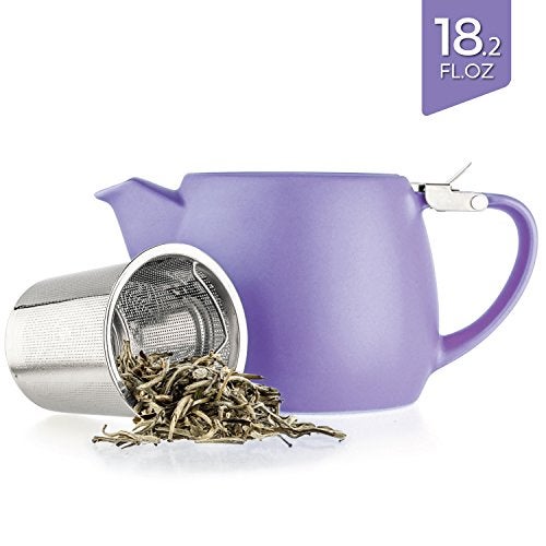 Tealyra - Pluto Porcelain Small Teapot Violet - 18.2-ounce (1-2 cups) - Matte Finish - Stainless Steel Lid and Extra-Fine Infuser To Brew Loose Leaf Tea - 540ml - Image 2