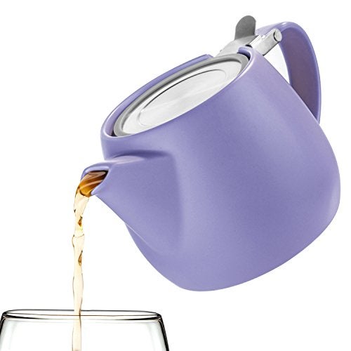 Tealyra - Pluto Porcelain Small Teapot Violet - 18.2-ounce (1-2 cups) - Matte Finish - Stainless Steel Lid and Extra-Fine Infuser To Brew Loose Leaf Tea - 540ml - Image 4