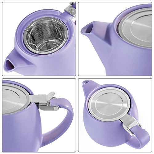 Tealyra - Pluto Porcelain Small Teapot Violet - 18.2-ounce (1-2 cups) - Matte Finish - Stainless Steel Lid and Extra-Fine Infuser To Brew Loose Leaf Tea - 540ml - Image 3