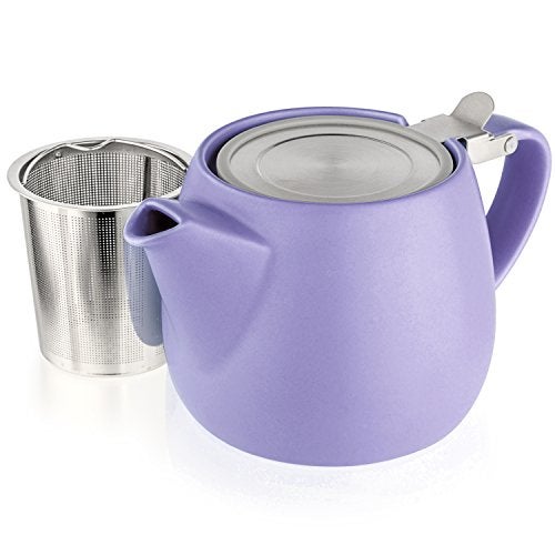 Tealyra - Pluto Porcelain Small Teapot Violet - 18.2-ounce (1-2 cups) - Matte Finish - Stainless Steel Lid and Extra-Fine Infuser To Brew Loose Leaf Tea - 540ml - Image 1