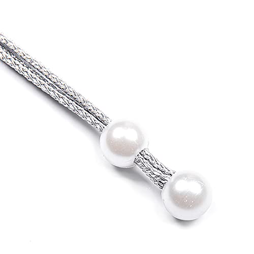 Fapiwen Curtain Tiebacks Ropes, 6pcs Polyester Curtain Holdbacks with Imitation Pearl, Decorative Tiebacks for Home Kitchen Office Window (3pairs, Gray) - Image 4