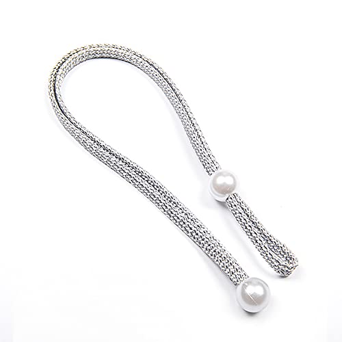 Fapiwen Curtain Tiebacks Ropes, 6pcs Polyester Curtain Holdbacks with Imitation Pearl, Decorative Tiebacks for Home Kitchen Office Window (3pairs, Gray) - Image 2