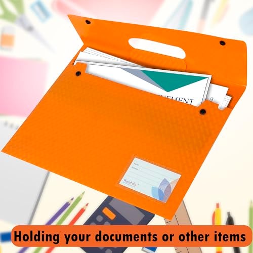 Shuban Expandable Plastic Document Folder with Handle | A4 Size File Organizer with Button Closure | Waterproof Carry Folder for Office, School & Travel (5Pcs)(Multi-Color) - Image 4